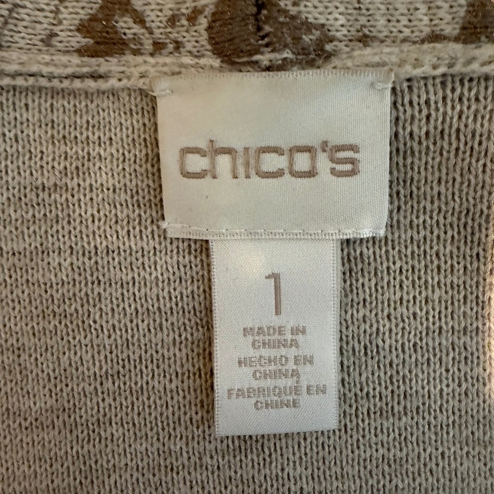 NWOT Chico's Size 1 (M) Scroll Front Cardigan Beads Foil Rope Embroidery Lace - Picture 4 of 8
